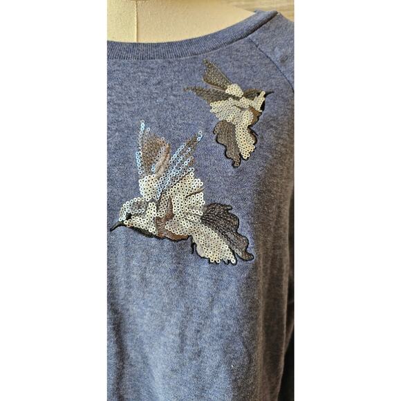 NWT 89th+Madison Sequin Hummingbird Heathered Hudson Sweatshirt Top Women Size L - Picture 3 of 5